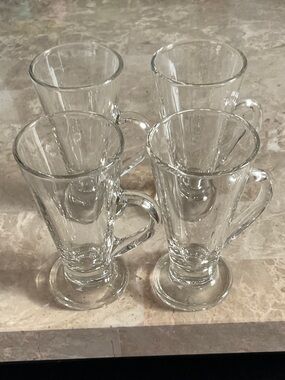 Clear Glass Irish Coffee Mugs - Set of 4